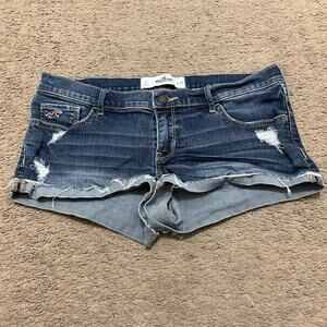 Hollister Low Rise Cut Off Denim Shorts Womens Size 9 Blue Mini Micro Booty